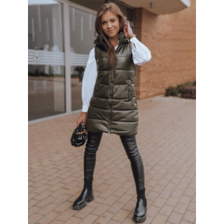 Zöld viaszos steppelt mellény hölgyeknek