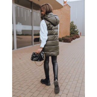 Zöld viaszos steppelt mellény hölgyeknek