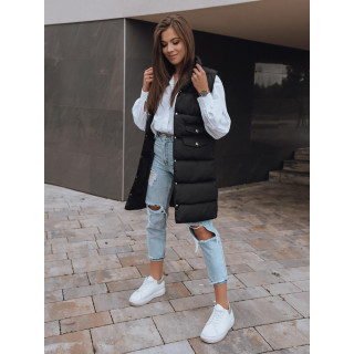 Női hosszabb steppelt fekete mellény