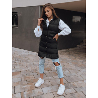 Női hosszabb steppelt fekete mellény