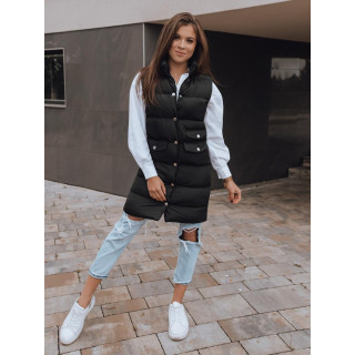 Női hosszabb steppelt fekete mellény