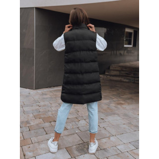 Női hosszabb steppelt fekete mellény