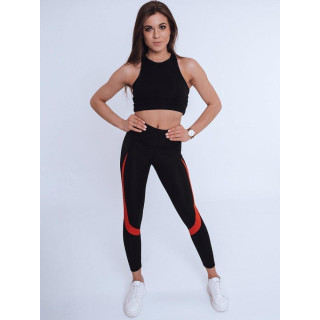 Sportos női leggings fekete színben, magas derékkal