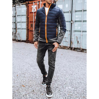 Sötétkék, átmeneti, kapucnis kabát, férfiaknak