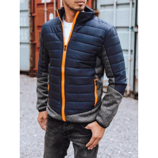 Sötétkék, átmeneti, kapucnis kabát, férfiaknak