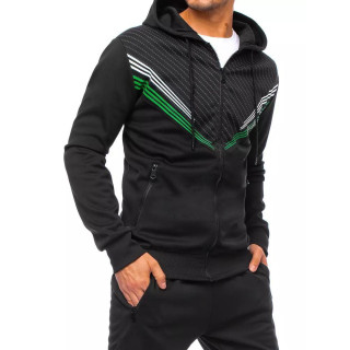 Fekete cipzáros kapucnis férfi pulóver