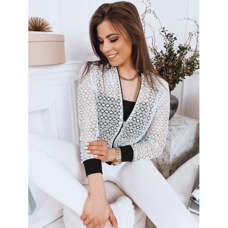 Hálós bomber dzseki világoskék színben