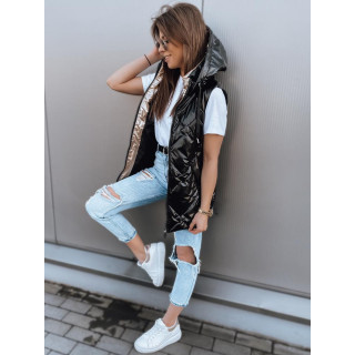 Fekete metálfényű női mellény