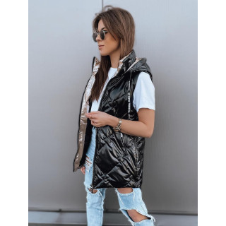 Fekete metálfényű női mellény