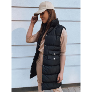 Hosszabb női steppelt fekete mellény