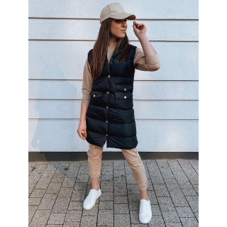 Hosszabb női steppelt fekete mellény