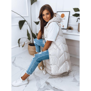 Fehér színű hosszú steppelt mellény