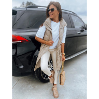 Hosszú steppelt bézs színű mellény