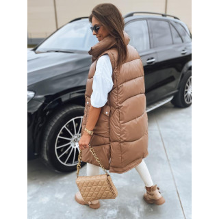 Hosszú steppelt barna színű mellény