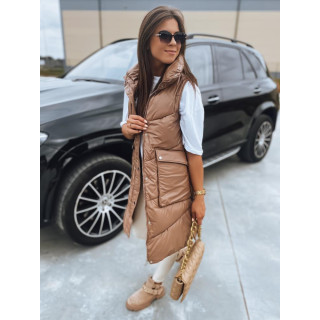 Hosszú steppelt barna színű mellény