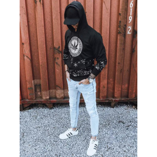 Fekete, mintás férfi pulóver