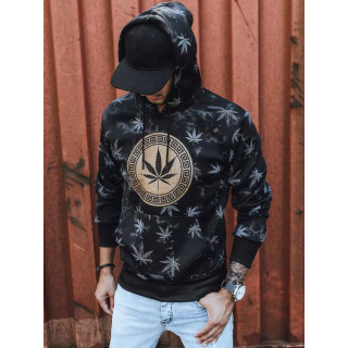 Fekete, nyomtatott mintás, férfi pulóver