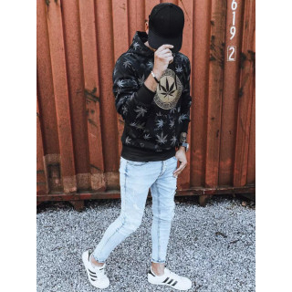 Fekete, nyomtatott mintás, férfi pulóver