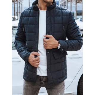 Sötétkék színű, steppelt férfi kabát