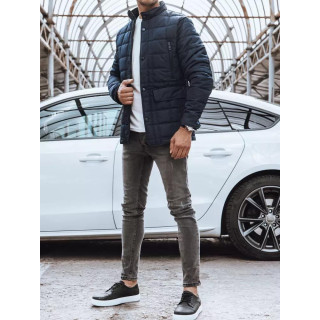 Sötétkék színű, steppelt férfi kabát