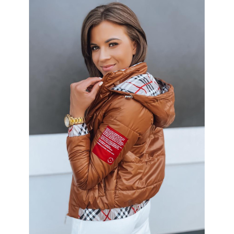 Női, kávé barna színű kabát, kapucnival