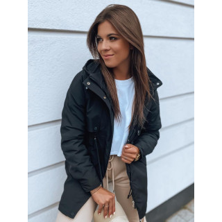 Fekete színű, őszi parka, hölgyeknek