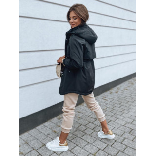 Fekete színű, őszi parka, hölgyeknek