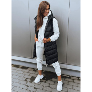 Hosszú, steppelt mellény, fekete színben