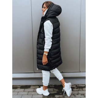 Hosszú, steppelt mellény, fekete színben