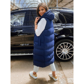 Sötétkék színű, hosszú női mellény