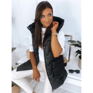 Női, steppelt mellény, fekete színben