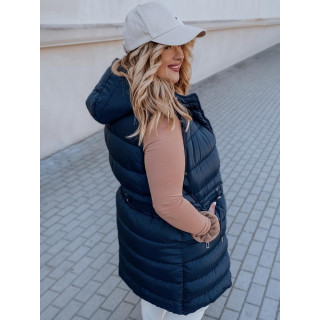 Kétoldalú sötétkék mellény, kapucnival