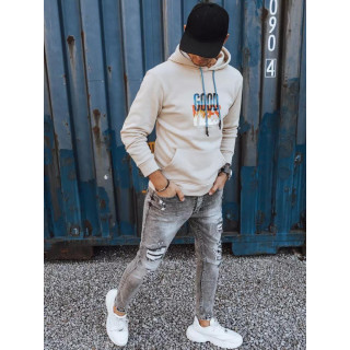 Bézs színű, bélelt férfi pulóver