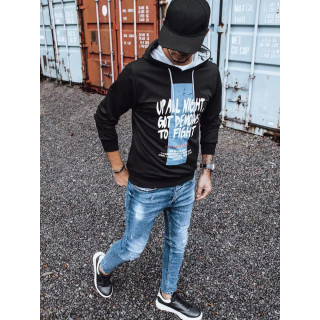 Fekete színű, nyomtatott mintás pulóver