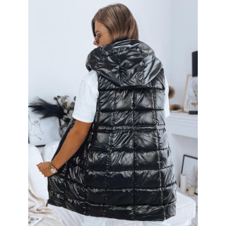Fekete fényes kapucnis mellény