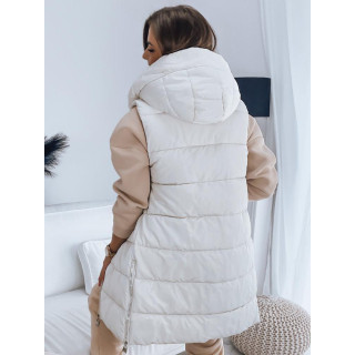 Fehér steppelt mellény kapucnival