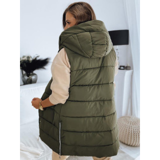 Zöld steppelt mellény kapucnival