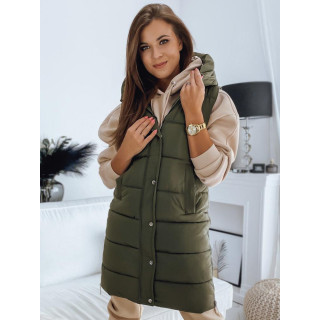 Zöld steppelt mellény kapucnival