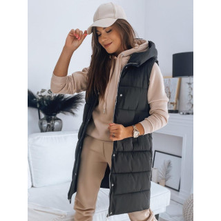 Fekete steppelt mellény kapucnival