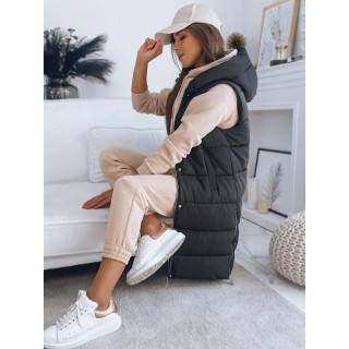 Fekete steppelt mellény kapucnival