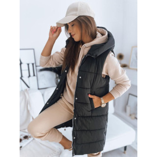 Fekete steppelt mellény kapucnival