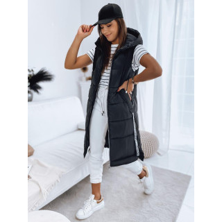 Női hosszú fekete steppelt mellény