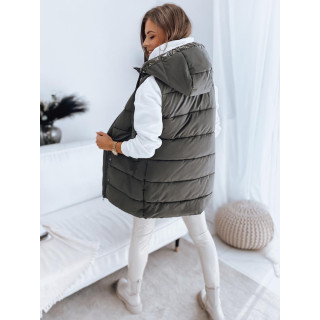 Zöld színű steppelt női mellény