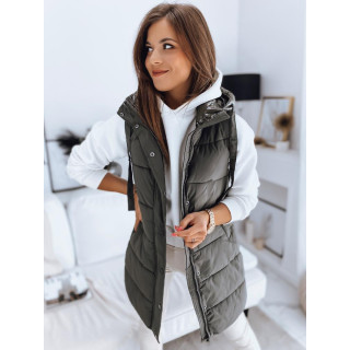 Zöld színű steppelt női mellény