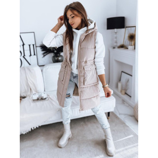 Bézs színű női steppelt mellény