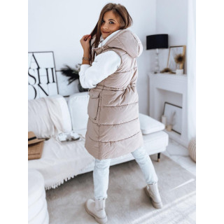 Bézs színű női steppelt mellény