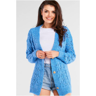 Kék színű női szvetter gombokkal