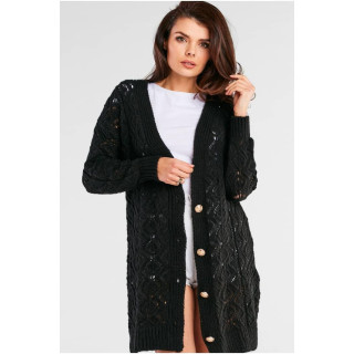 Fekete hosszú női szvetter gombokkal