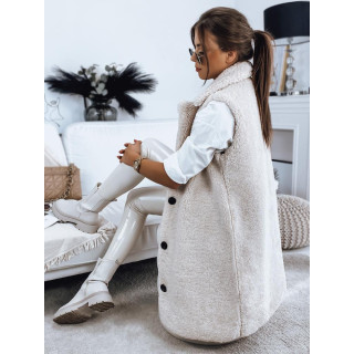 Hosszú, meleg bézs színű mellény télre