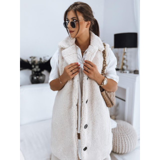 Hosszú, meleg bézs színű mellény télre